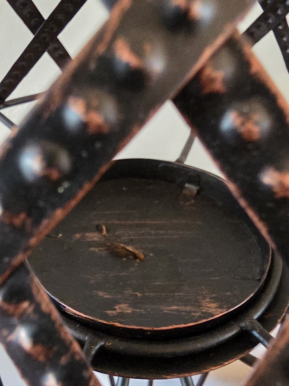 Metal Cage Cande Holder Table Lamp in Distressed Bronze - Picture 2 of 7